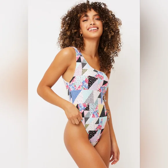 FRANKIES BIKINIS Honey One Shoulder Cheeky One Piece Swimsuit Size XS