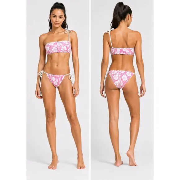 Frankie’s Bikinis Pink Hibiscus Bikini Set Holiday Top Tia Bottom In Sand Sugar