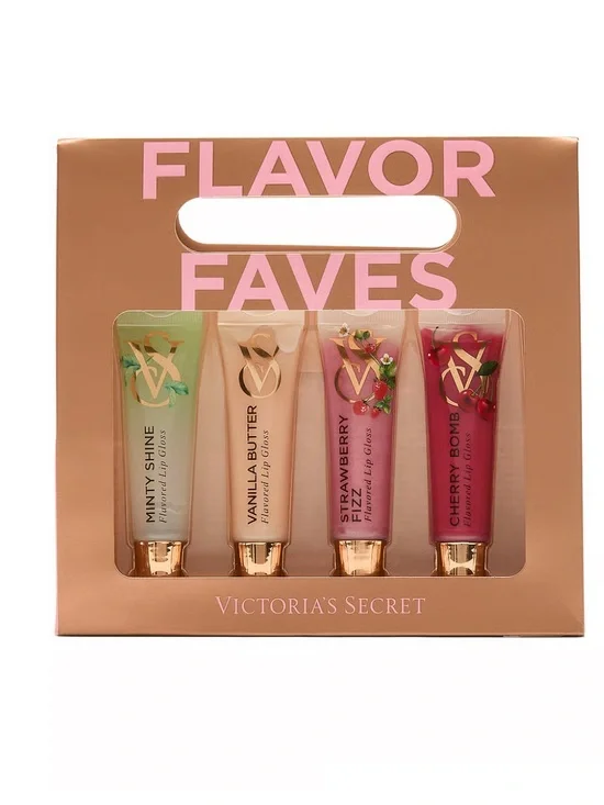 Victoria’s Secret 4 Piece Lip Glosses New Vanilla, Red Cherry Bomb, Strawberry