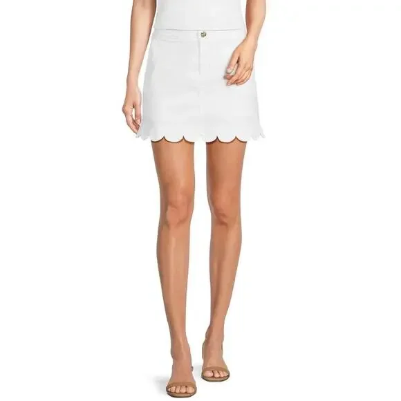 Lilly Pulitzer white Colette scalloped cotton skort skirt with shorts WOMENS 6