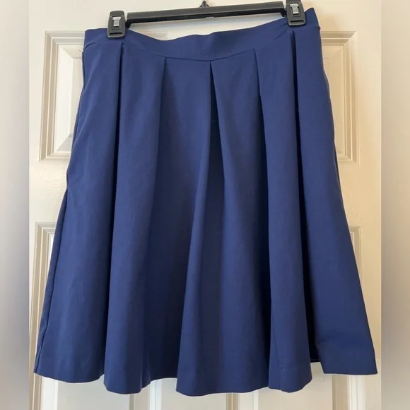 Cynthia Rowley Pleated Dark Blue Skirt with pockets and zipper back Size Medium