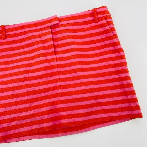 J. Crew Skirt Womens 10 Pink Orange Striped Cotton Blend Mini Skirt
