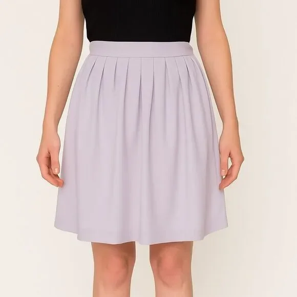 NEW Cacharel A-Line Pleated Knee Length Skirt Lavender Purple Grey Small 4
