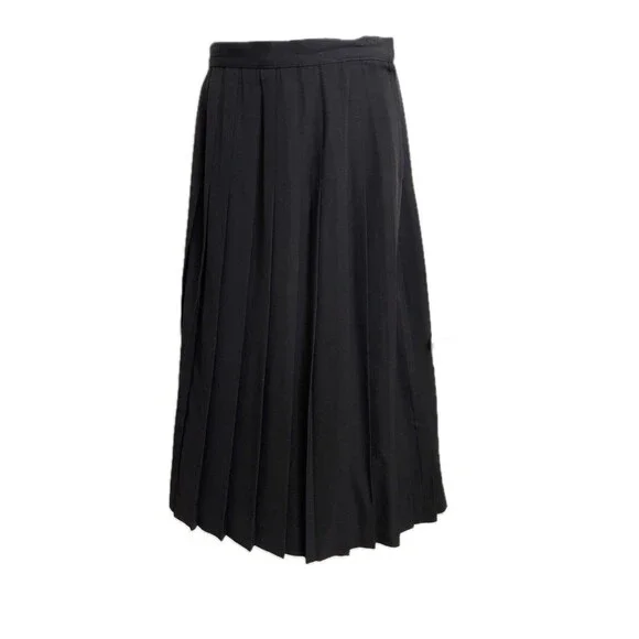 Vintage Austin Reed Petite 100% Wool Pleated Skirt Black Size 12 High Rise USA