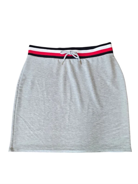 Tommy Hilfiger Gray Knit Striped Waistband Sporty Skirt L