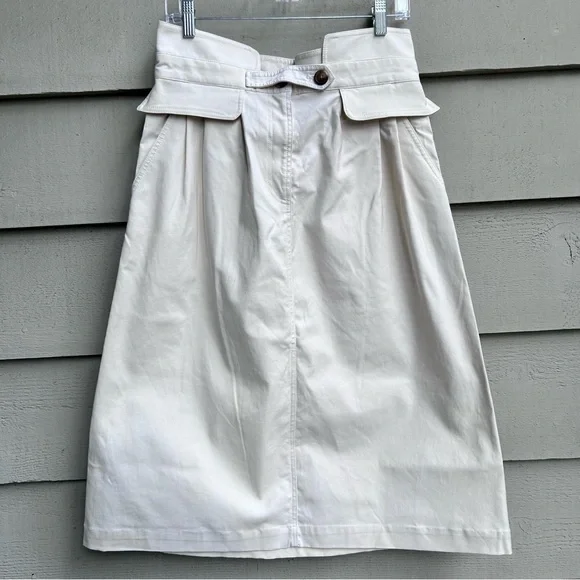 Sea New York Stevie Midi Skirt Cream Minimalist Old Money Made in USA Size 10