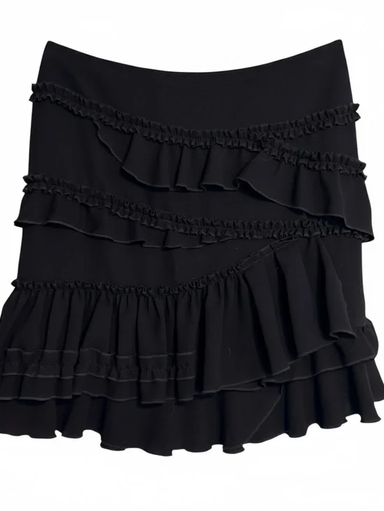 INC Black Ruffle Tiered Mini Skirt - Women