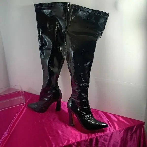 Rouge Helium Women's SZ 6.5 Black Over The Knee Heeled Boots .