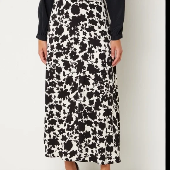 Gerard Darel Bastian Paris Black White Floral Maxi Skirt Size 3 (US Large)