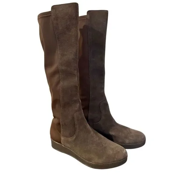 Donald Pliner brown suede Victori wedge tall boots size 7.5