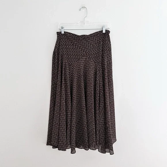 Vintage Jones New York Autumn Print Flowy Midi Skirt