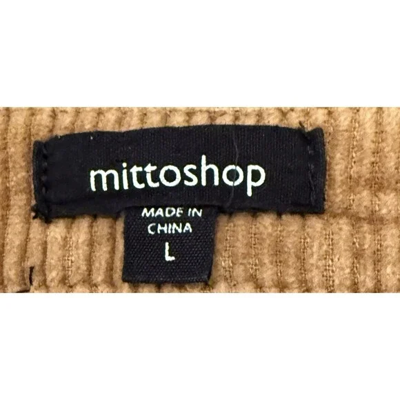 Mittoshop Corduroy Mini Skirt Womens L Brown Tan 100% Cotton Pockets Raw Hem Y2K