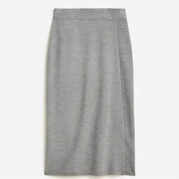 J. Crew Reimagined Heather Gray Merino Blend Pencil Skirt Large