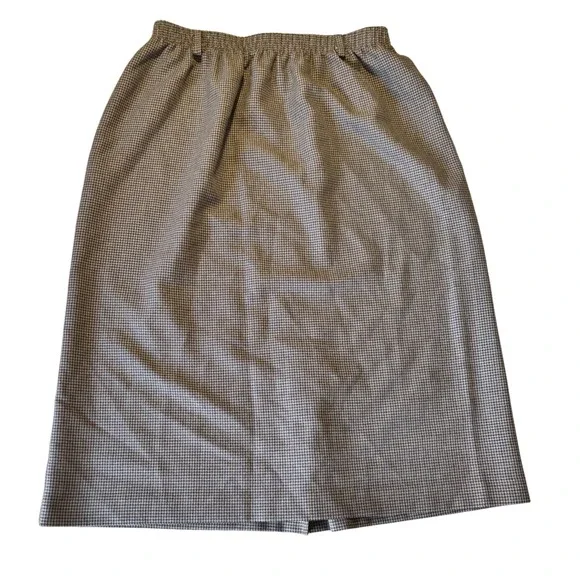Vintage‎ Alfred Dunner Houndstooth Midi Skirt Elastic Waist Size 16 Made in USA