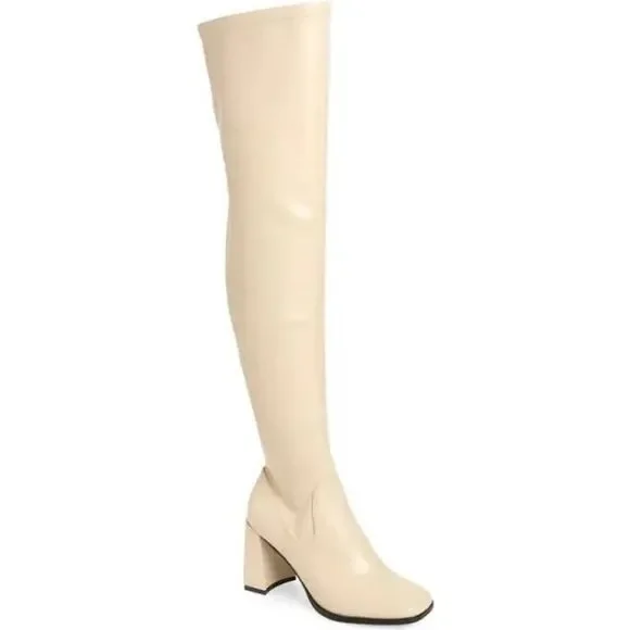 Open Edit Women's Briar Over the Knee Boots In Cream Vanilla Shoe Size 8.5