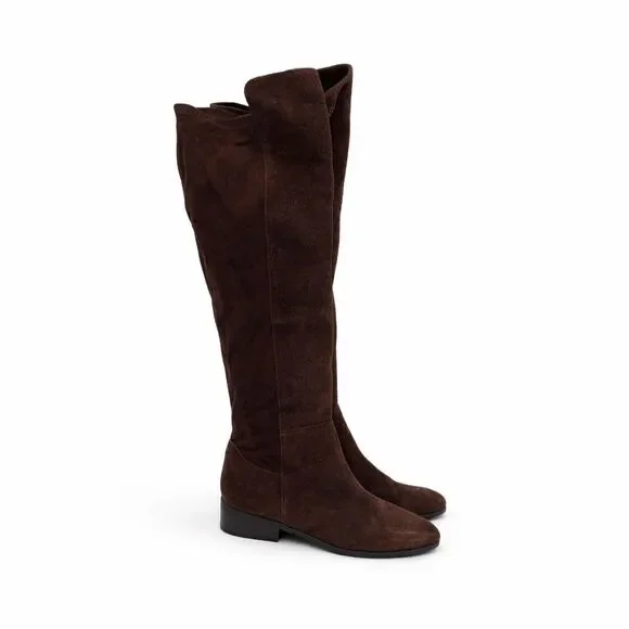 Lucky Brand knee high dark brown suede leather Calypso style boots size 7.5/38