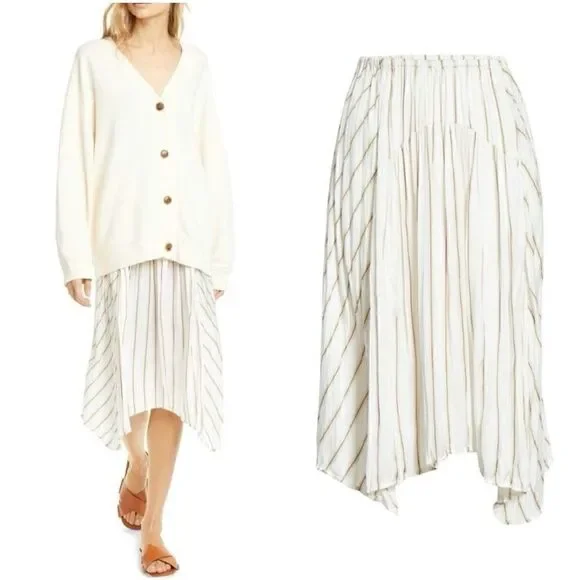 NWT Vince Striped Asymmetrical Skirt