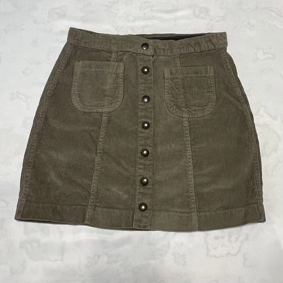 Brandy‎ Melville Light Brown Corduroy Button-Front Skirt