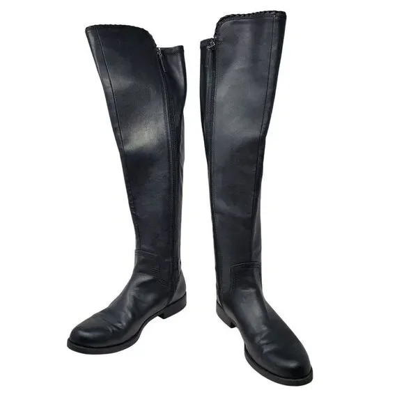 Franco Sarto Vegan L-Charlotte Womens Black‎ Over The Knee Boots 9.5 Equestrian