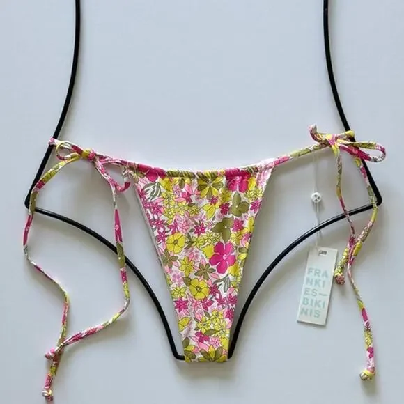 Frankies Bikinis Tia Tie Side Skimpy Bottom - Mai Tai - L - NWT