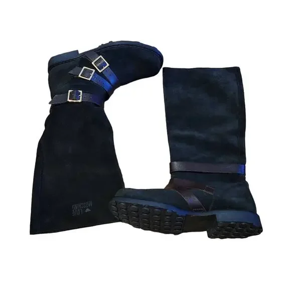 Love Moschino suede black riding boots size 9