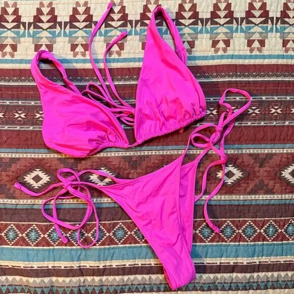 Frankie's Bikinis Hot Pink bikini set