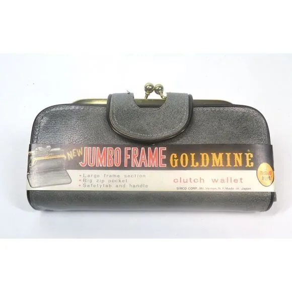 Vintage 1960s McDuff Jumbo Frame Goldmine Gray Clutch Wallet Wristlet NWT