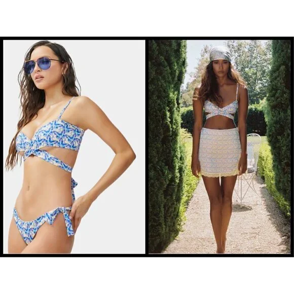 💕FRANKIE'S BIKINIS💕 Falcon Bikini TOP ~ Monarch Butterfly Print Medium M NWT