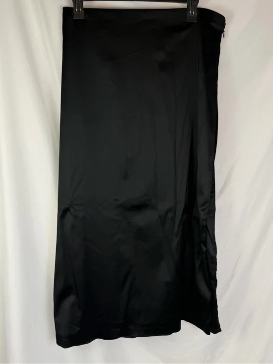Abercrombie & Fitch Black Satin Midi Slip Skirt XL Quiet Luxury Capsule Wardrobe