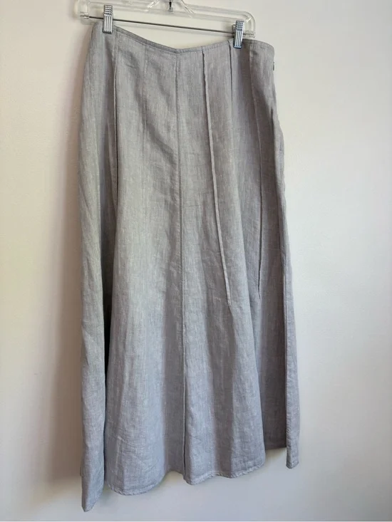 J. Jill Light Gray Shimmer Metallic Linen Panel Midi Skirt NWT sz 16