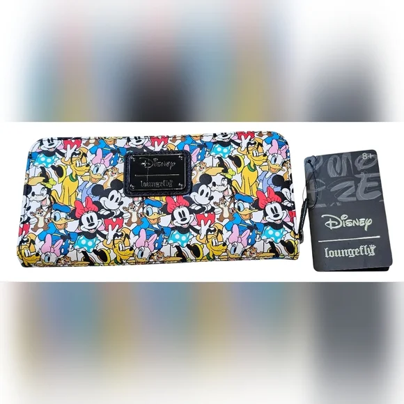 Loungefly Disney Mickey And Friends Characters Multi-Color Zip Wallet