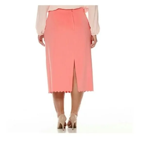 Womens Scallop Pink Hem Plus Size Skirt Size 20W