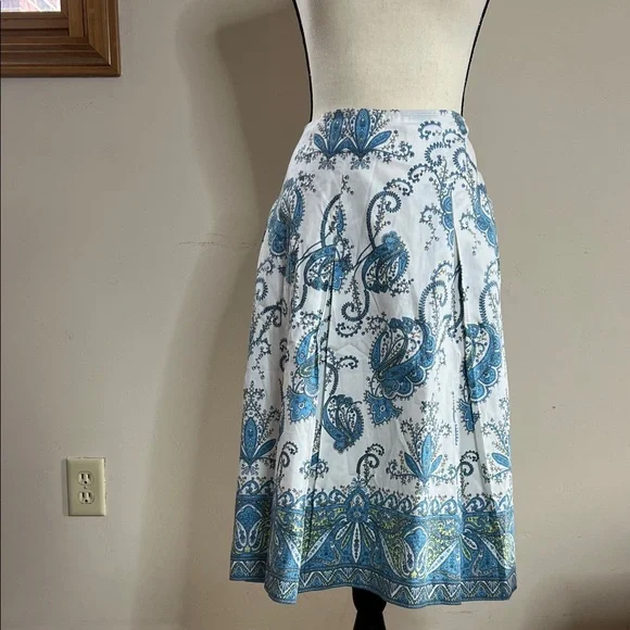🩵🤍Talbots Blue Paisley A-Line Women's Skirt