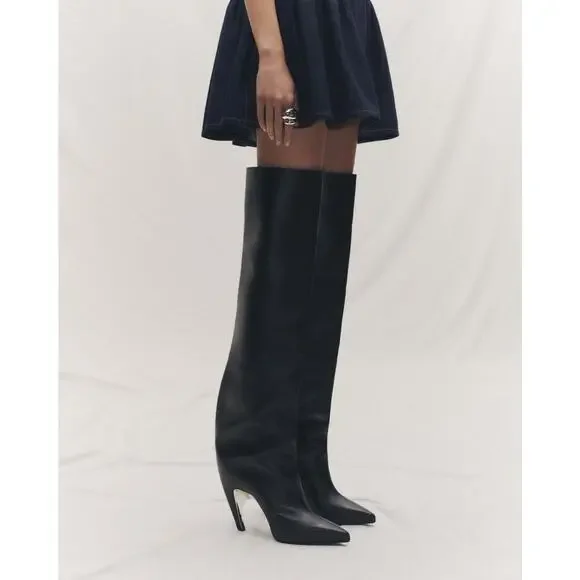 Alexander McQueen Armadillo over the knee black leather boots size 39