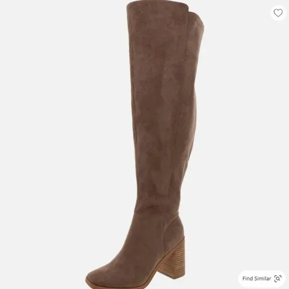 Dolce Vita Finnegan Over The Knee Equestrian Boots Taupe Faux Suede Heeled 9 NIB