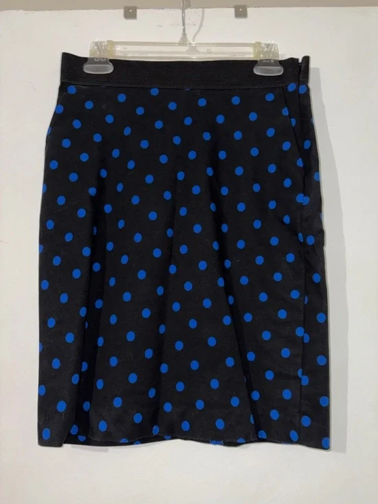 Investments Black Pencil Skirt with Blue Polka Dots