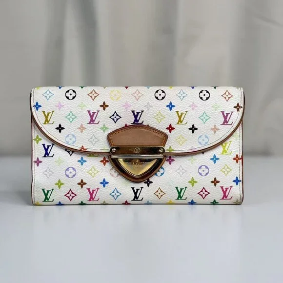 Louis Vuitton White Multicolor Wallet with Colorful Monogram Design