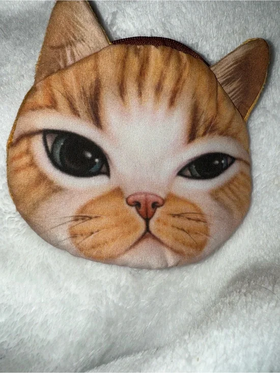Cat Face Plush Orange Tabby coin wallet