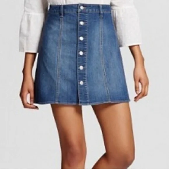 Mossimo Supply Button Front Denim Mini Skirt Size 8