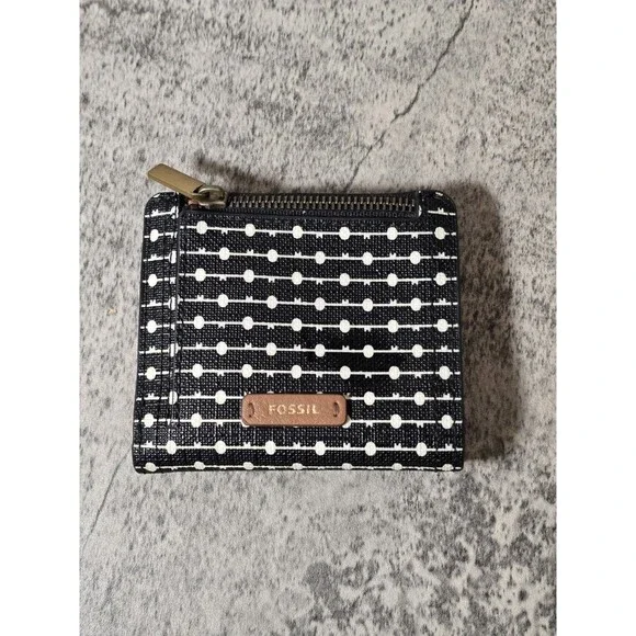 Fossil Wallet Women’s Black Bifold Logan RFID Protection Mini Wallet Micro