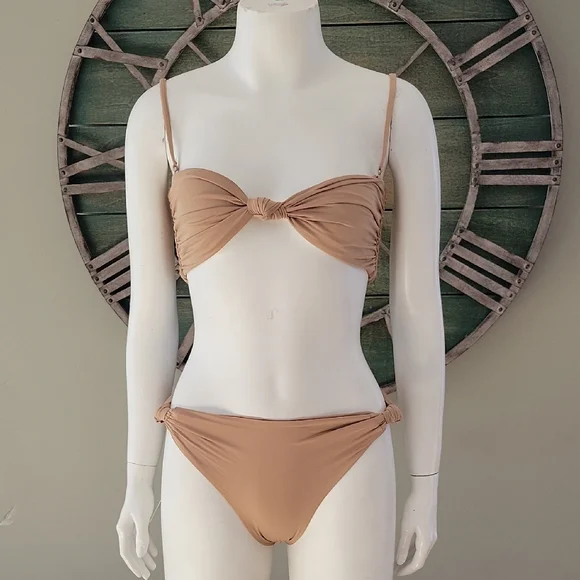 Frankie's Bikinis Classic Tan Bikini Carrie Bandue Top And Monica Cheeky Bottom