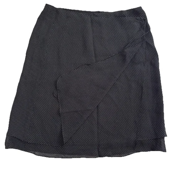 Ralph Lauren Vintage Black Polka Dot Mini Wrap Skirt Size 12