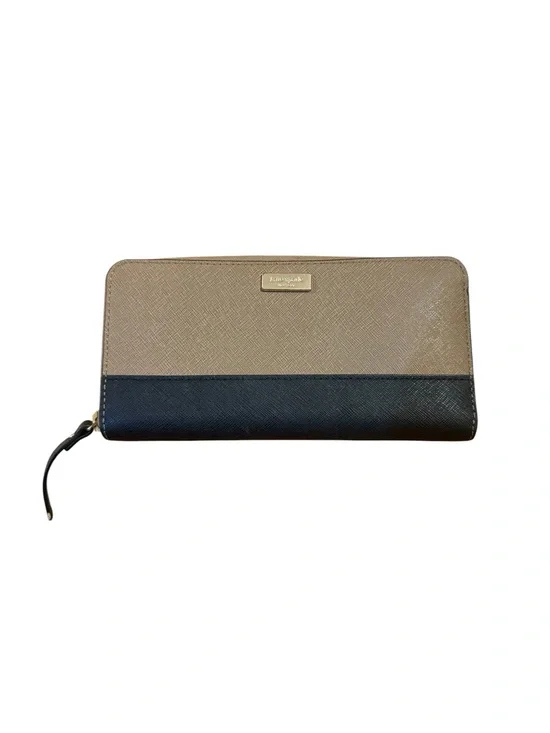 Kate Spade Two-Tone Zip Around Wallet — Taupe & Black