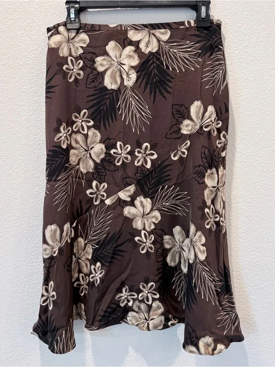 Tommy Bahama Silk Floral Skirt 8 Y2K Resortwear Asymmetrical Tropical Vintage