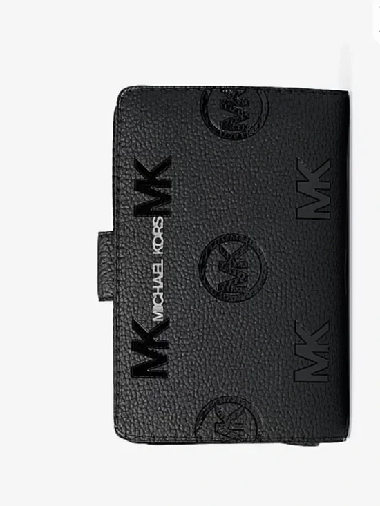 Michael Kors Jet Set Travel Medium Logo Debossed Billfold Wallet Black NWT