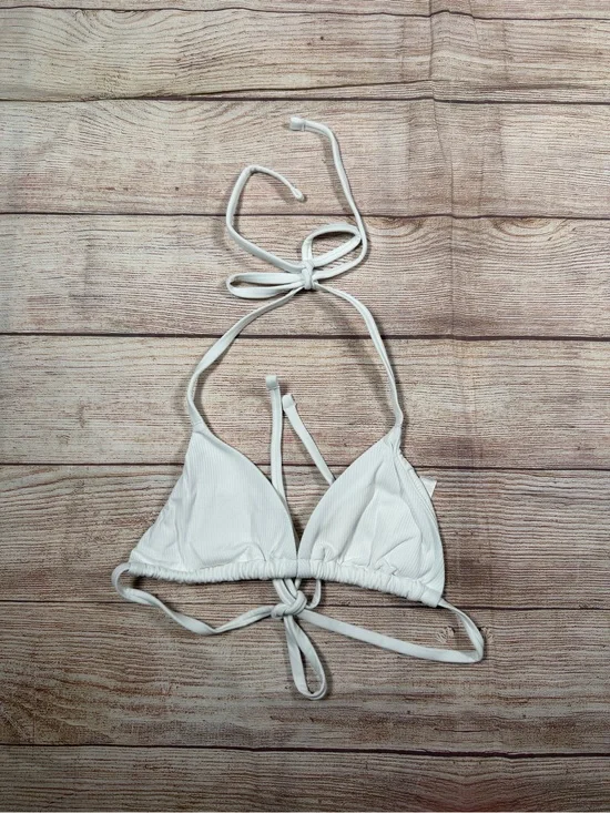 Frankie's Bikinis Cape May White Ribbed Triangle Bikini Top