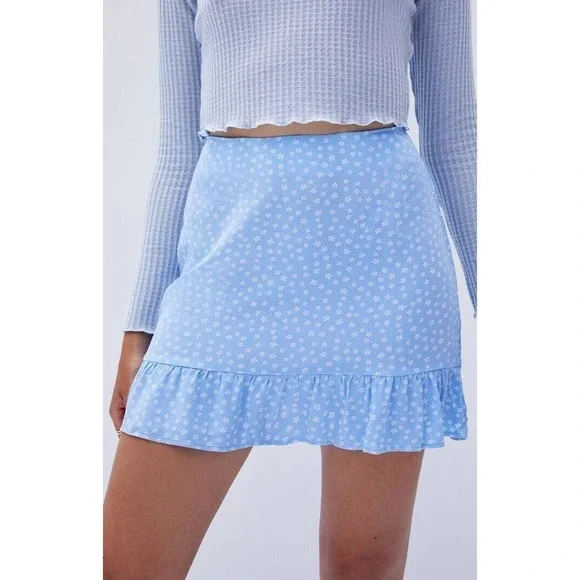 LA Hearts Fitted Ruffle Hem Mini Skirt