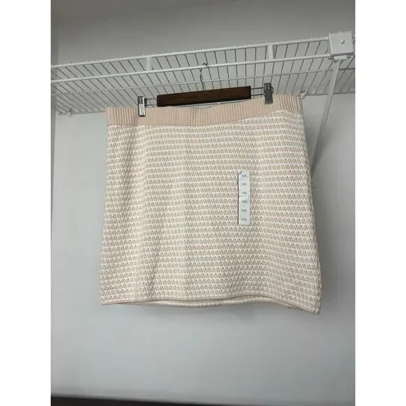 Future Collective Collab Cream/White Crochet Mini Skirt Checkered XXL, NWT