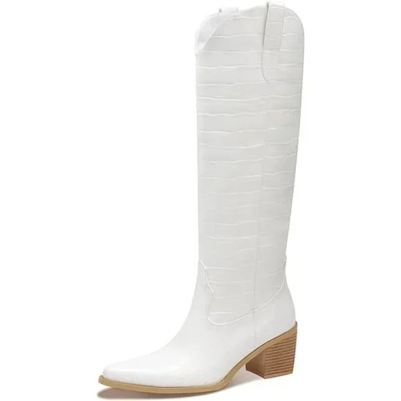 NEW Western Cowboy Boots for Women - Knee High Wide Calf Cowgirl Boots