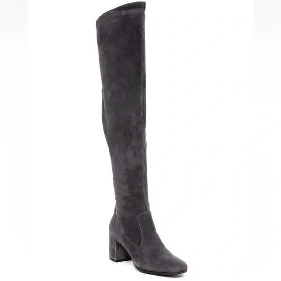 Vince / Blythe grey pewter suede fitted block heel Over the Knee Boots 7.5 37.5